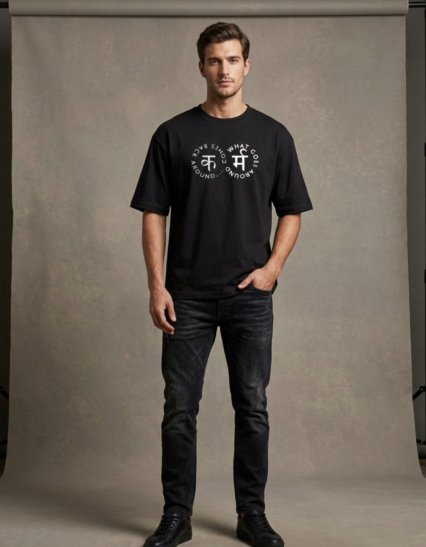 Karm Oversized Black Classic T-Shirt (240 GSM)