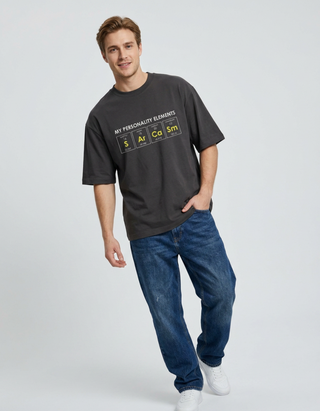 Personality Black Oversized Printed T-Shirt (180 GSM)